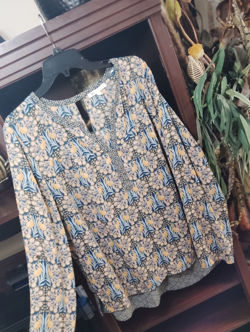 DR2 Floral Split-Neck Tunic - Blue & Yellow